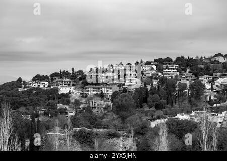 Girona, Catalonia, Spain - FEB 12, 2022: Ancient city walls of Girona, one of the most complete city walls in Europe. Stock Photo