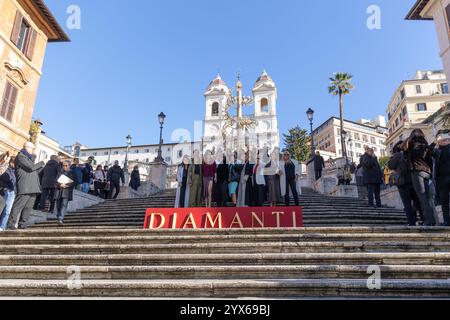 December 12, 2024, Rome, Italy: Cast of the film ''Diamanti'' during the photocall on the Spanish Steps in Rome (Credit Image: © Matteo Nardone/Pacific Press via ZUMA Press Wire) EDITORIAL USAGE ONLY! Not for Commercial USAGE! Stock Photo