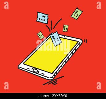 Online tickets booking app with digital tickets flying around tablet Stock Vector