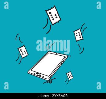 Online tickets booking app with digital tickets flying around tablet Stock Vector