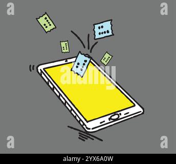 Online tickets booking app with digital tickets flying around tablet Stock Vector