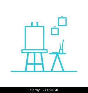 Art atelier interior icon.. Isolated on white background. From blue icon set. Stock Vector