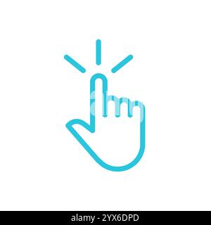 Sensitive touch area icon, clicking finger. Isolated on white background. From blue icon set. Stock Vector