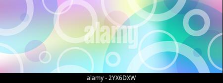 Modern circles web banner background, blue, turquoise, pink, purple, lilac color combination. Stock Vector