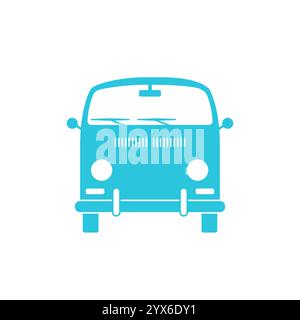 Van icon, Front view Isolated on white background. From blue icon set. Stock Vector