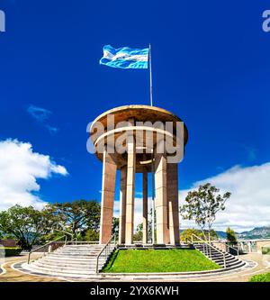 Honduran Flag Waving at the Peace Monument on Cerro Juana Lainez in Tegucigalpa, Honduras, Central America Stock Photo