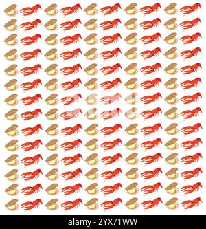 lobster and clams as a pattern background Stock Vector