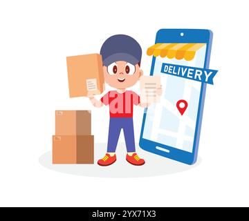 Your Package, Just a Click Away. Vector Illustration Stock Vector