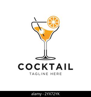cocktail summer party menu background logo design Stock Vector