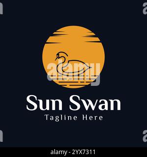 sun swan logo vector illustration Stock Vector