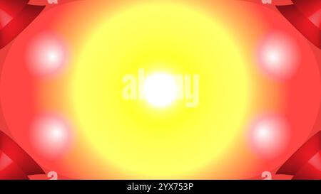 Red yellow lightning background with radial white to yellow light Stock Vector