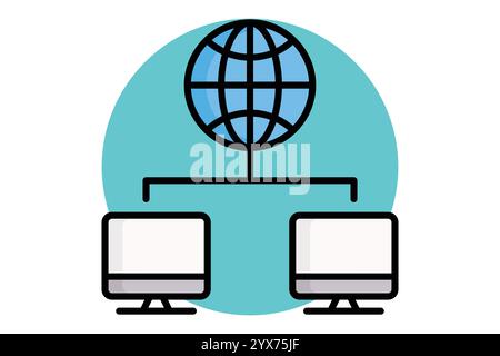Network icon. colored outline icon style. icon related to IT. IT architecture elements vector illustration Stock Vector