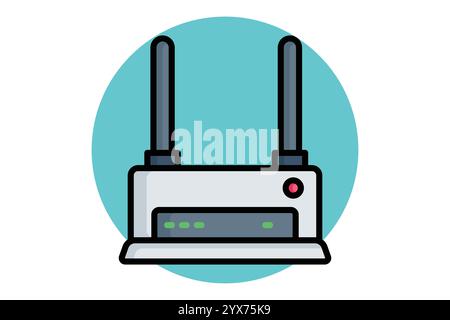 Router icon. colored outline icon style. icon related to IT. network elements vector illustration Stock Vector