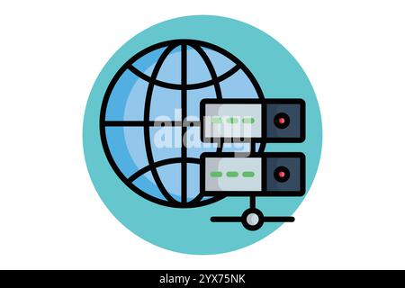 Web server icon. colored outline icon style. icon related to IT. network elements vector illustration Stock Vector
