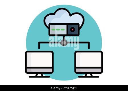 Big data icon. colored outline icon style. icon related to IT. network elements vector illustration Stock Vector