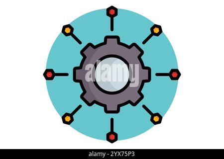 Microservices icon. colored outline icon style. icon related to IT. IT architecture elements vector illustration Stock Vector