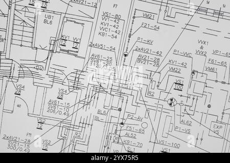 Architectural background. Part of architectural project, architectural plan of a office Stock Photo