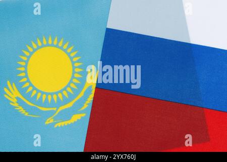 Background, flags Kazakhstan and Russia. Symbol cooperation and partnership. Concept political relations Stock Photo