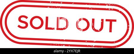 Red grunge rubber stamp seal featuring a double oval border, conveying a sold out message. Isolated on a clean white background, perfect for business Stock Vector