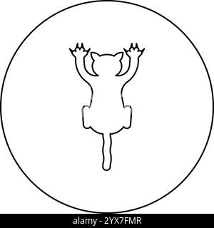 Cat scratching harm icon in circle round black color vector illustration image outline contour line thin style simple Stock Vector