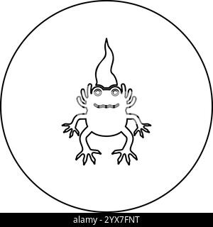 Axolotl ambystoma mexicanum front view icon in circle round black color vector illustration image outline contour line thin style simple Stock Vector