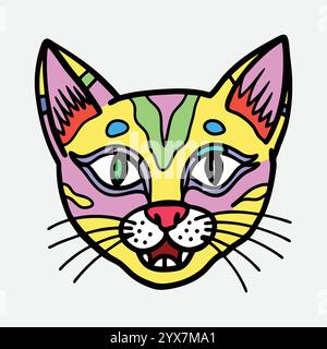 cat head icon or logo vector illustration, cat sticker Stock Vector