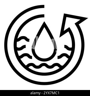 Water balance line black icon. Vector isolated button. Editable stroke. Stock Vector