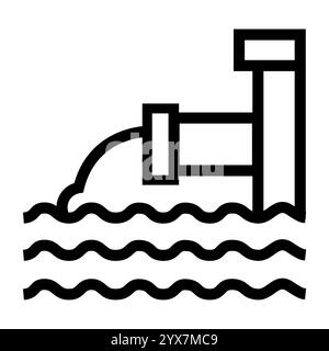 Drainage water system line black icon. Vector isolated button. Editable stroke. Stock Vector
