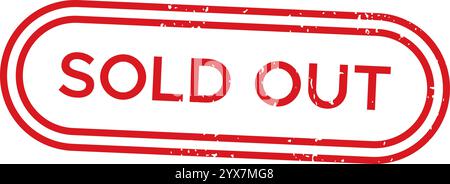 Red grunge rubber stamp seal featuring a double oval border, conveying a sold out message. Isolated on a clean white background, perfect for business Stock Vector