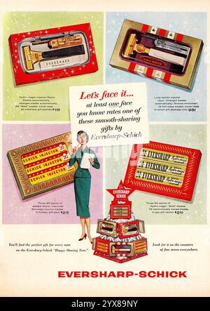 1956 Eversharp-Schick Razor Shaving Kits Christmas Ad Stock Photo