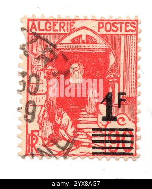 A vintage postage stamp from Algeria isolated on a white background ...