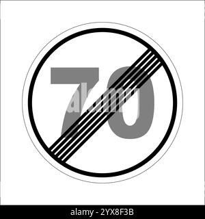 Round road sign indicating the end of a minimum speed limit of 70, promoting road safety and traffic regulations Stock Vector