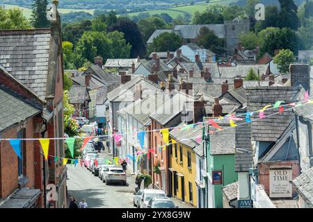 Looking down the high street in Bishops Castle Shropshire. Stock Photo