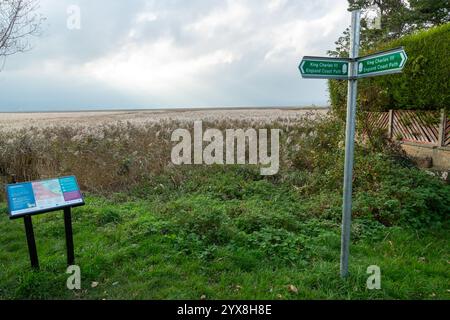 The King Charles III England Coast Path National Trail near Neston on the Wirral, England Stock Photo