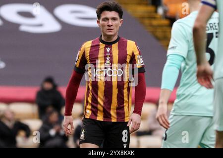 Bradford, UK. 14th Dec, 2024. Valley Parade, Bradford, England, December 14th 2024: Calum Kavanagh (8 Bradford City) during the EFL Sky Bet League Two match between Bradford City and Swindon Town at Valley Parade in Bradford, England on December 14th 2024. (Sean Chandler/SPP) Credit: SPP Sport Press Photo. /Alamy Live News Stock Photo