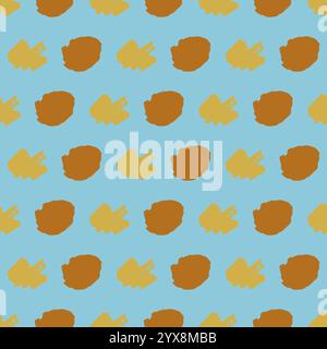 Seamless pattern with yellow hand drawn scribble smear on blue background. Abstract grunge texture. Vector illustration Stock Vector