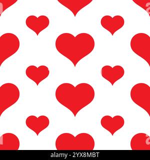Seamless pattern with red hearts. Romantic love symbol of valentine day. Vector illustration Stock Vector