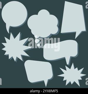 Set of speech bubbles without phrases on dark background. Vector illustration. Stock Vector