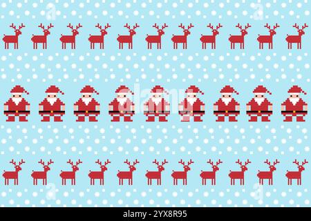 New Year's Christmas pattern pixel, card - scandynavian Norwegian sweater style.Traditional pixel ethnic pattern. Knitted Christmas Sweater Pattern De Stock Photo
