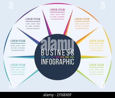 Infographic template business information 7 objects, steps, elements or options infographic design Stock Vector