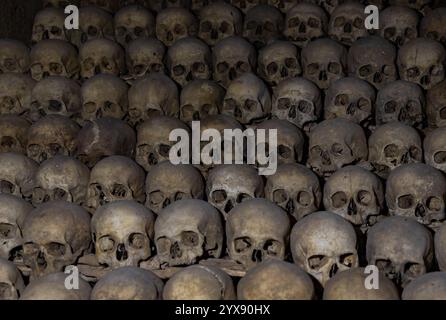 A picture of multiple skulls at the Brno Ossuary. Stock Photo