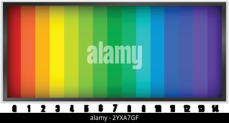 Vibrant color spectrum with numerical labels Stock Vector