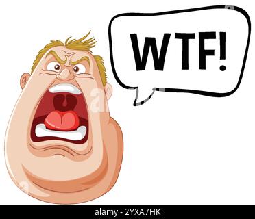 Animated character expressing shock with bold text Stock Vector