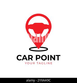 Vector car logo design. combination Steering wheel and map symbol or icon. Unique rudder logotype design template Stock Vector