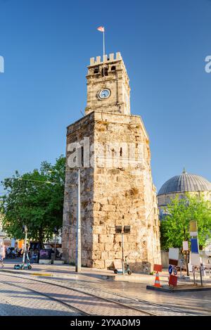 Antalya Saat Kulesi (Antalya Clock Tower) in Kaleici, Turkey Stock Photo