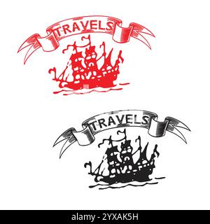 Sea boat logo mockup template vector design. Stock Vector