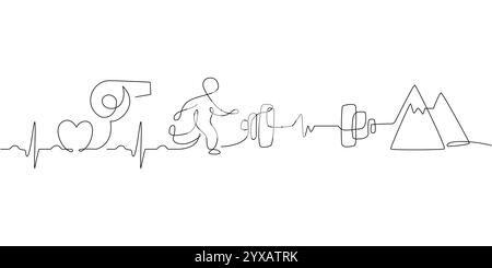 Running Man One Single Line Drawing Stock Vector