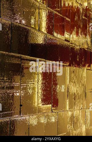 Reflective Shapes on Wet Streets During a Rainy Night Stock Photo