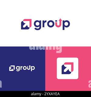 Modern Letter Group Logo Design - Typography Logo Design Stock Vector