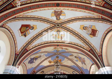 Saints, fresco on the ceiling in the parish church of the Visitation of the Blessed Virgin Mary in Sandrovac, Croatia Stock Photo